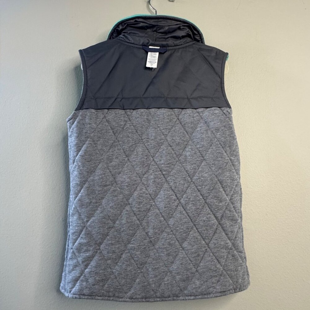 IVIVVA Lululemon Reversible Quilted Vest Girls 6 Teal Gray Snap Pockets - Picture 3 of 12